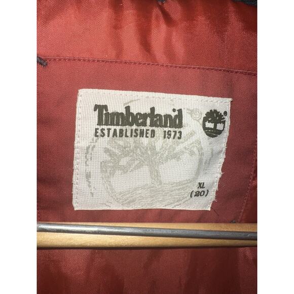 Timberland Women's Down Parka Puffer Jacket Red & Black Size XL Full Zip Flaw - Picture 3 of 16